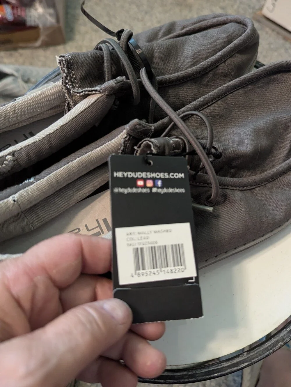 NWT Mens Hey Dude Dk Grey Lead Wally Washed Shoes Sz 11
